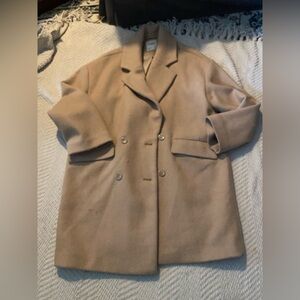 Abercrombie & Fitch Women's Double-Breasted Tan Pea Coat